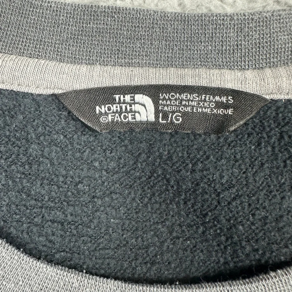 The North Face Crewneck‎ Sweatshirt Mens Large Gray Black Logo Pullover Fleece